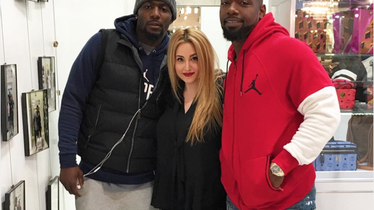 Dallas Cowboys Dez Bryant and Orie Lemon of Tampa Bay, Styled by Lizzie Pure at Pure Houston, Houston Galleria Mall
