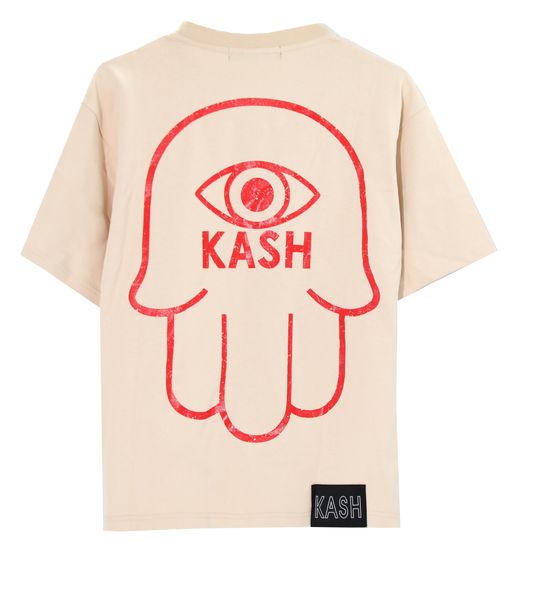 Kash Metallic Red Logo & Hamsa Hand - Cream