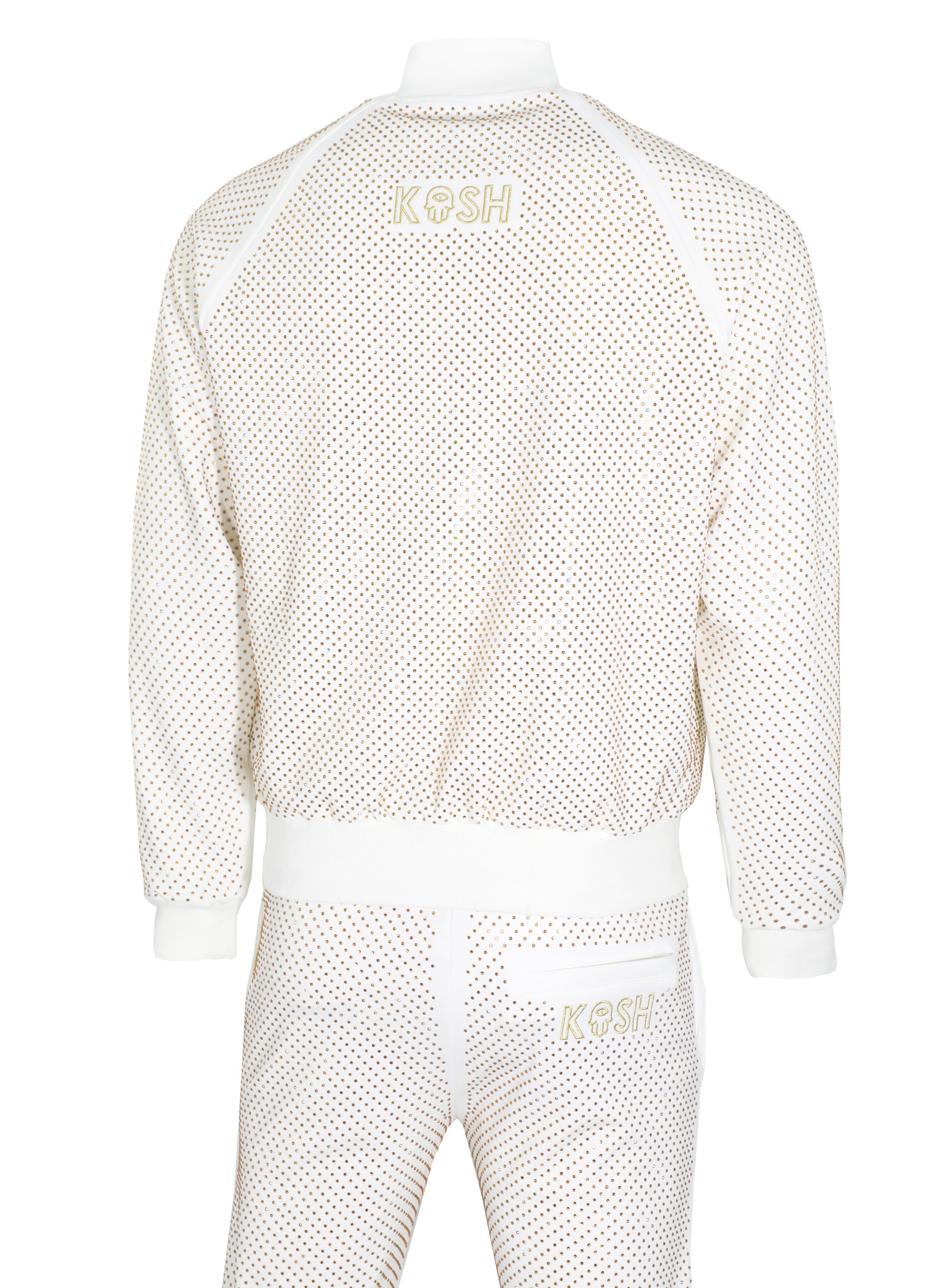 KASH CRYSTAL TRACK PANTS W| HAMSA LOGO 2.0 - WHITE|GOLD