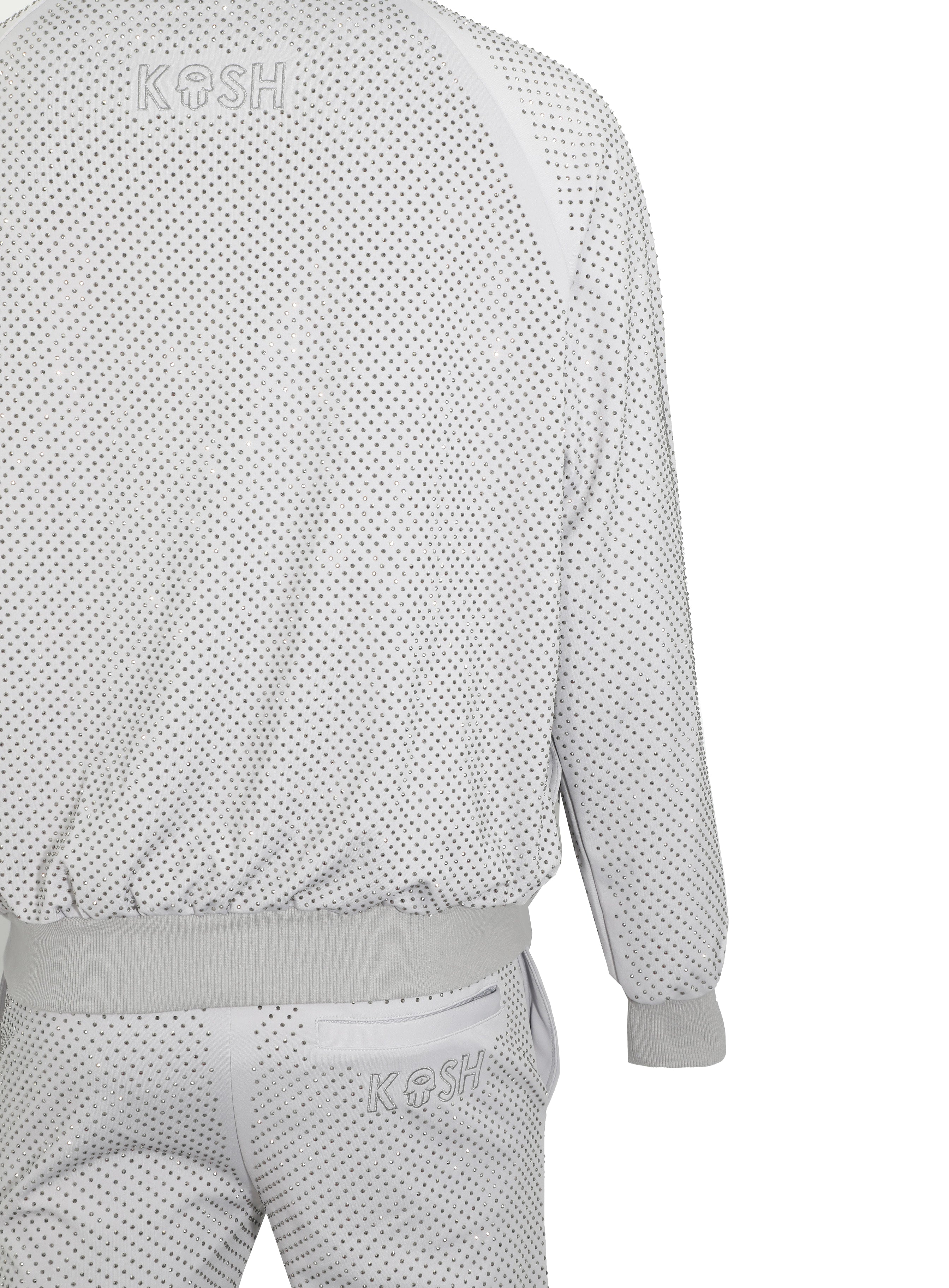 KASH CRYSTAL TRACK PANTS W| HAMSA LOGO - LIGHT GREY