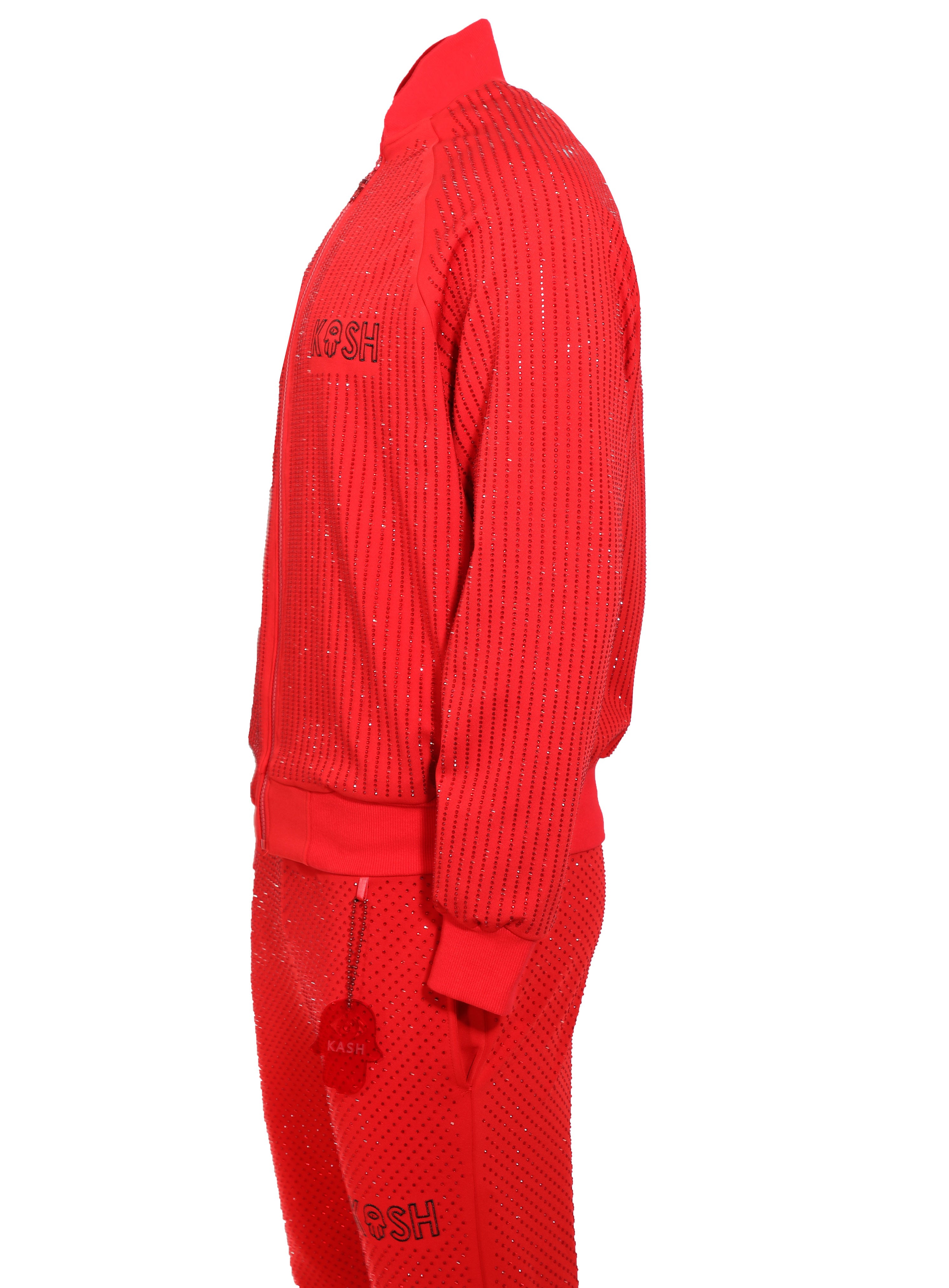KASH ALL OVER DIAMOND TRACK JACKET - RED