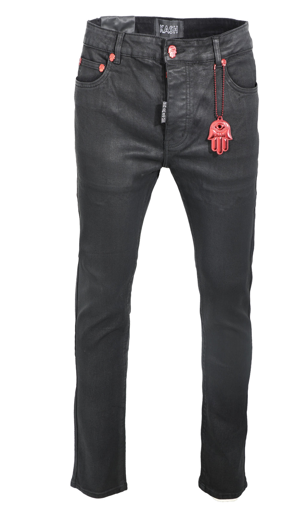 KASH SKINNY DENIM WAX HAMSA POCKET - BLACK- test