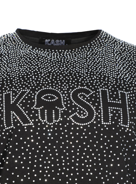 KASH LOGO DIAMOND TEE - BLACK/CLEAR