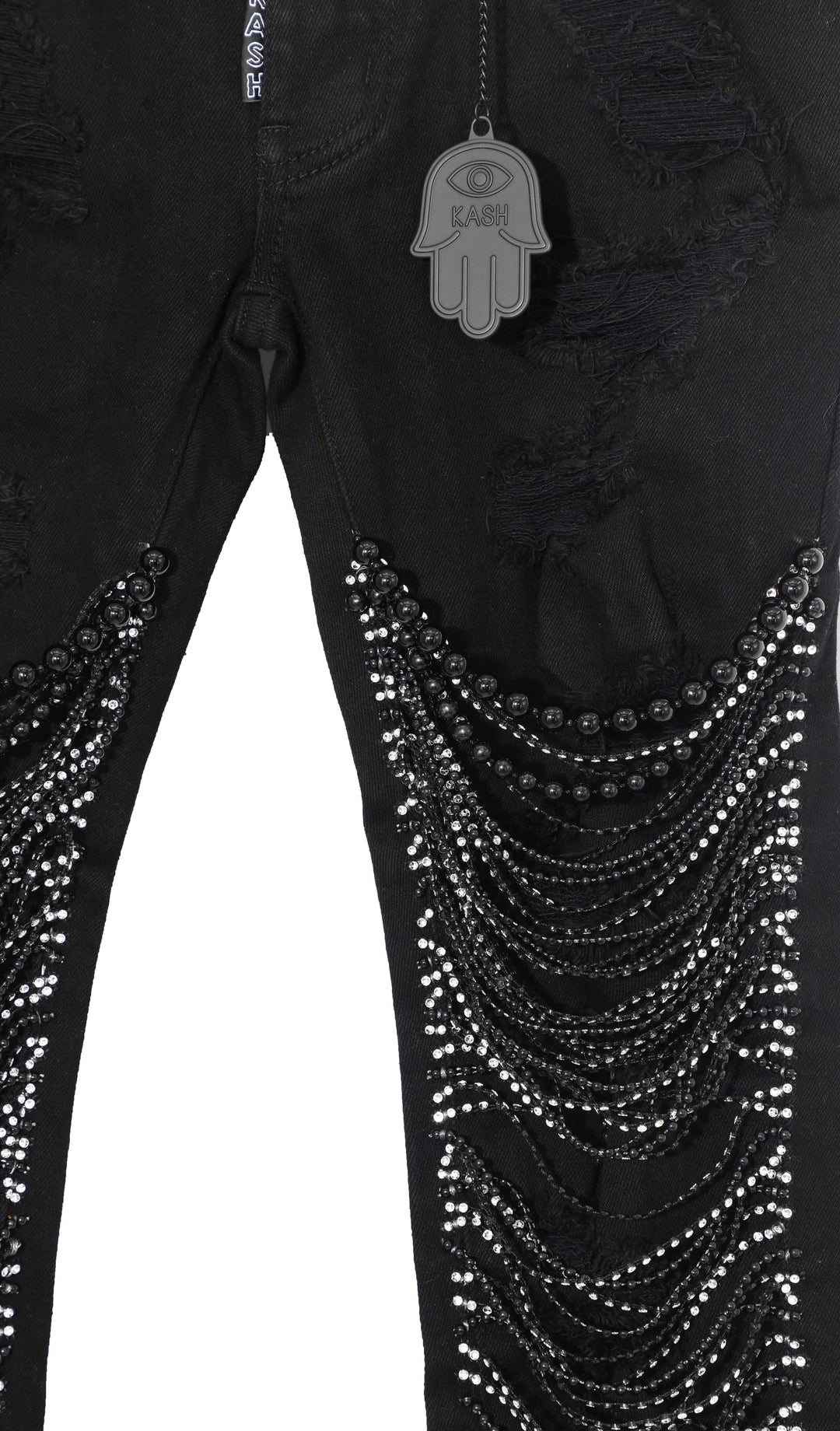 KASH PEARLS AND DIAMOND SKINNY JEANS- BLACK