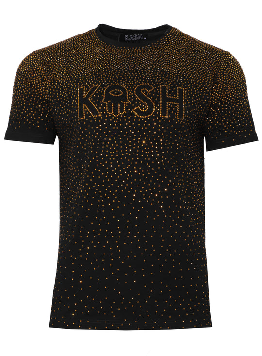 KASH LOGO DIAMOND TEE - BLACK/GOLD