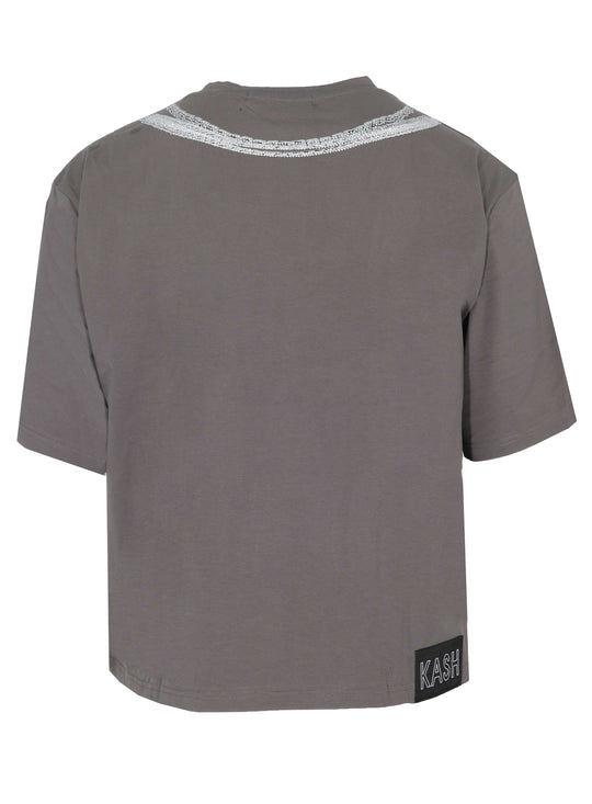 Chains Crystal Tee - Grey