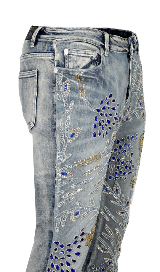 KASH COUTURE DIAMOND SKINNY DENIM - BLUE