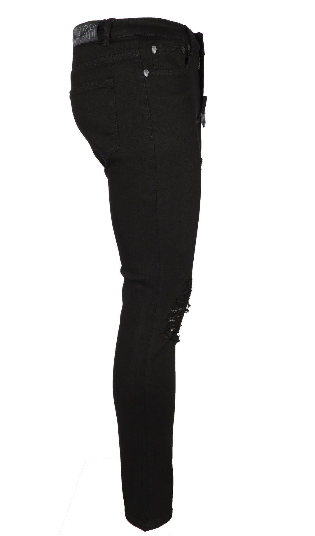 KASH OPEN DISTRESSED SKINNY DENIM - BLACK