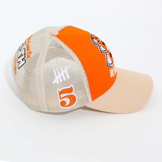 KASH CHENILLE HAMSA EYES SNAPBACK - ORANGE W/ TAN