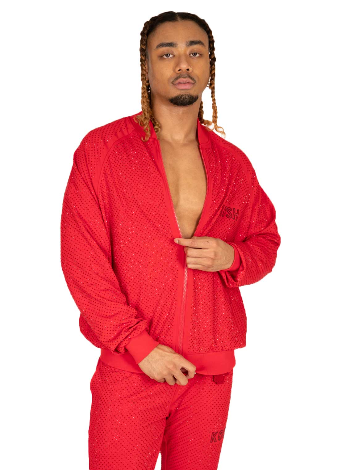 Kash All over diamond track jacket Color: Red 100% Polyester Wrinkle Free Material Fits true to size