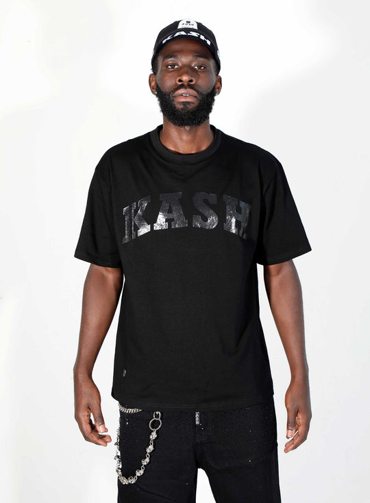 Kash Metallic Logo & Hamsa Hand - Black/Black