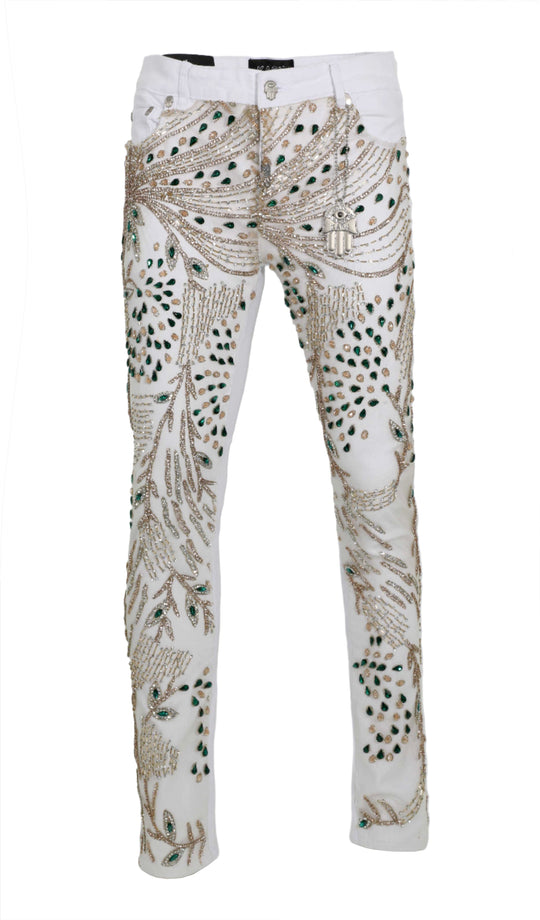 KASH SAFARI DIAMOND SKINNY JEANS- WHITE