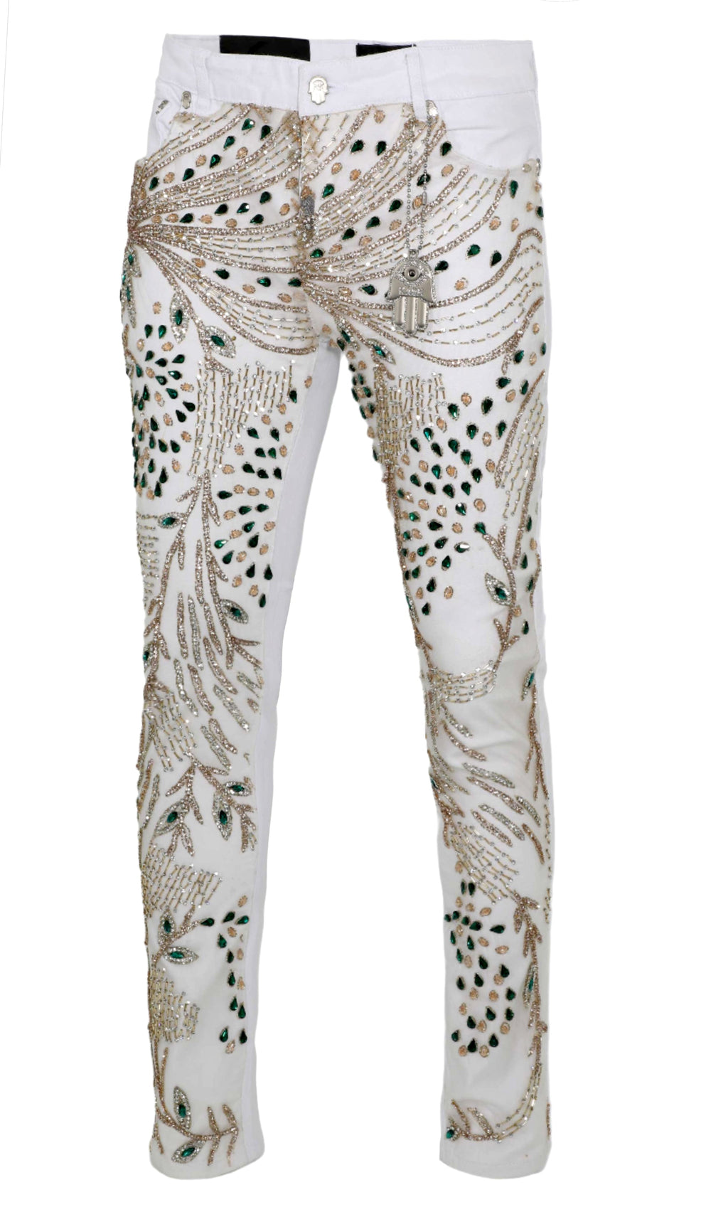 KASH SAFARI DIAMOND SKINNY JEANS- WHITE