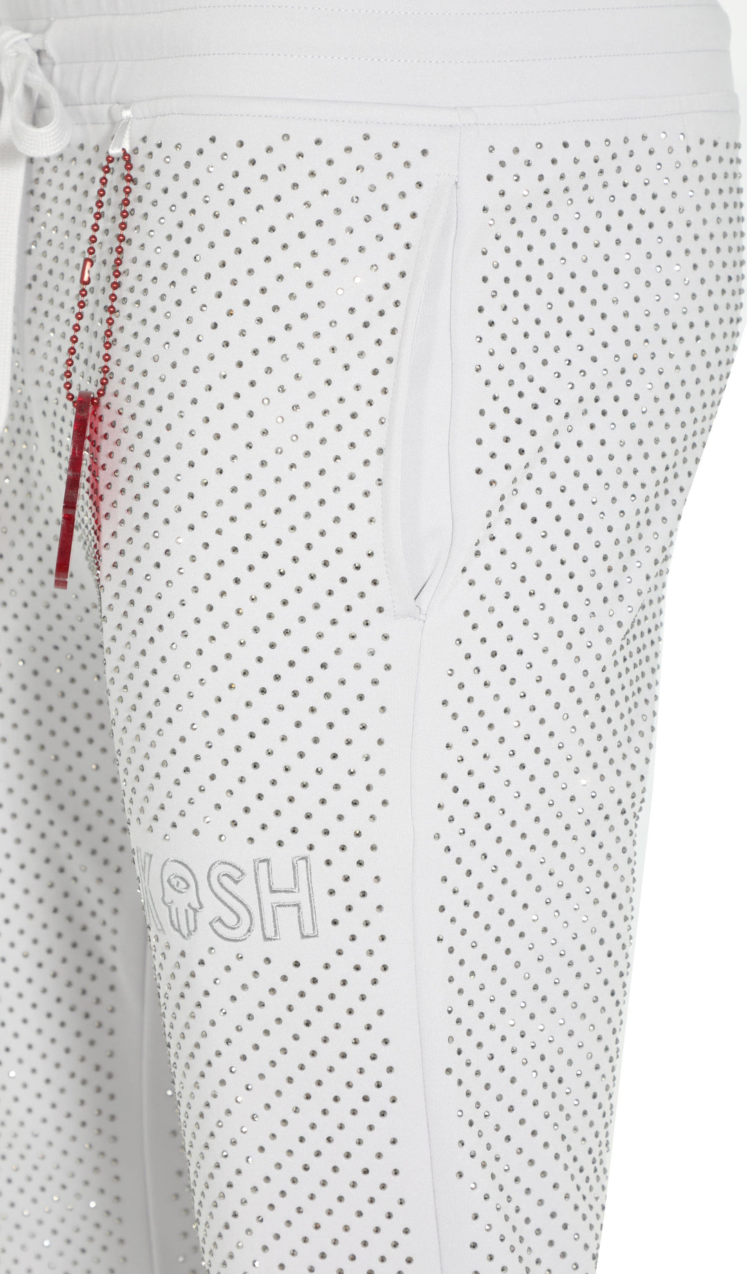Kash Crystal Track Pants W/Hamsa Logo- Light Grey