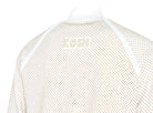 Kash Crystal Track Jacket with Hamso Logo 2.0 Long Sleeve Zip Closure Color: White and Gold Crystals 100% Polyester Wrinkle Free Material Fits true to size