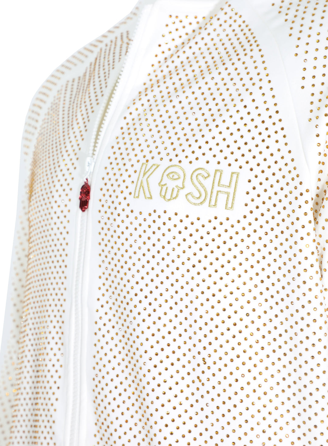 Kash Crystal Track Jacket W/Hamsa Logo 2.0 - White/Gold