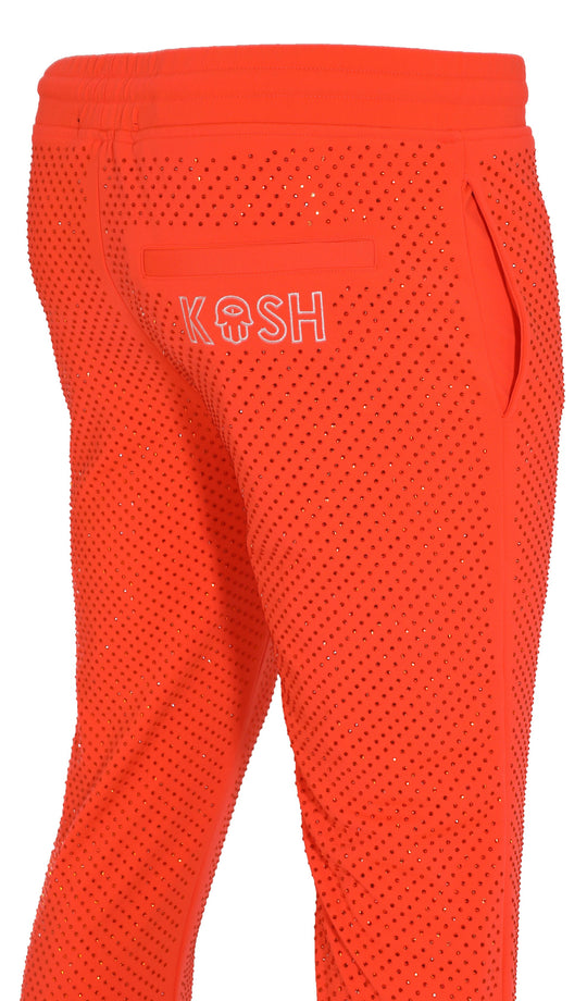 Kash All Over Diamond Track Pants- Orange