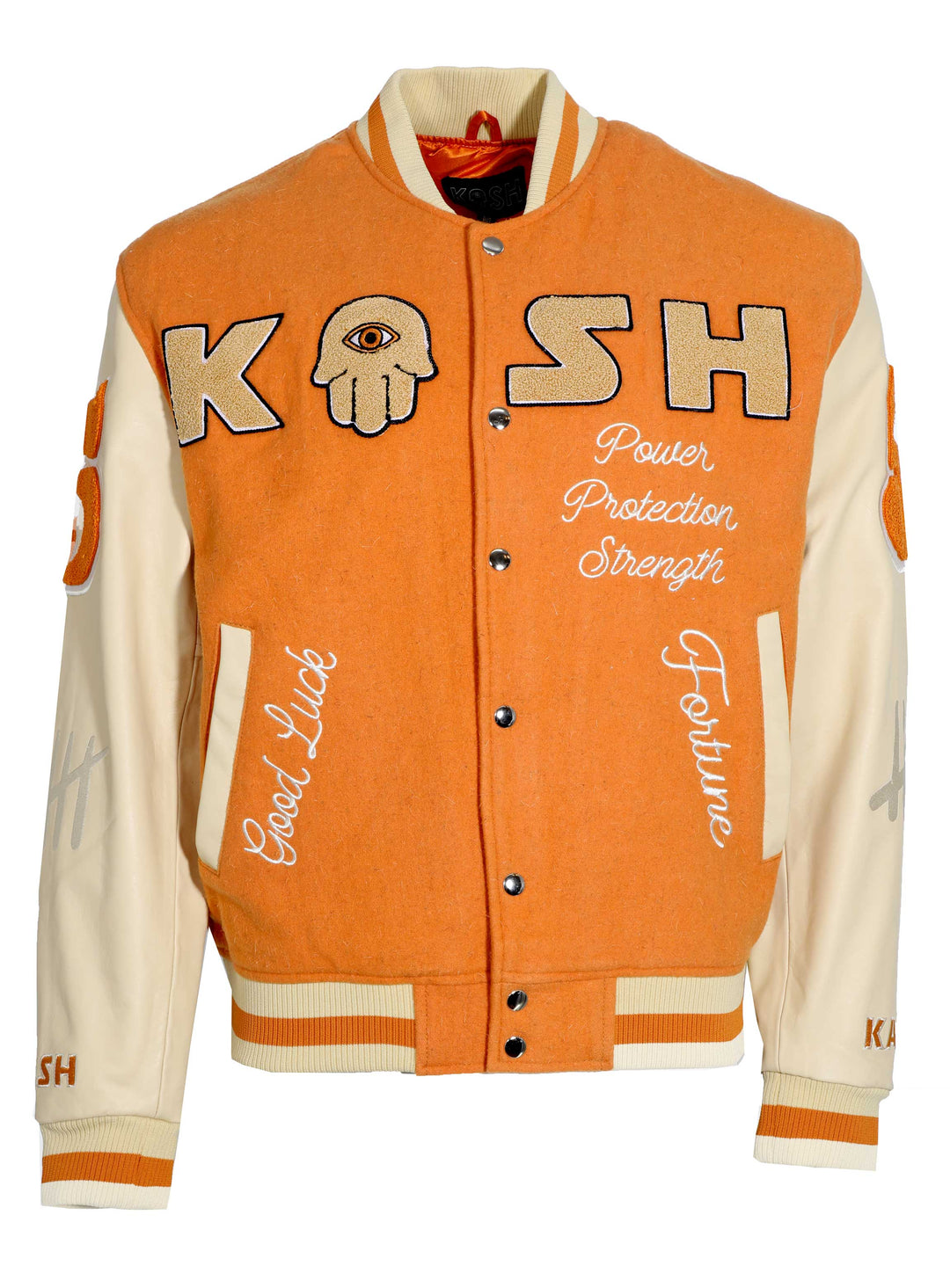 Kash Authentic Leather and Wool Jacket with Chenille Details