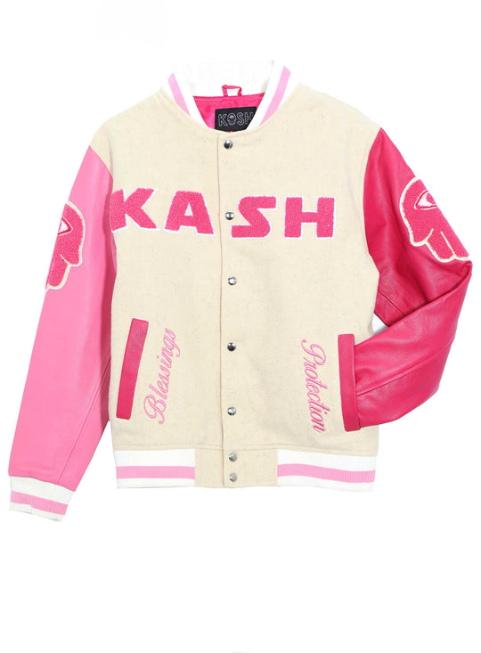 Kash Authentic Leather and Wool Jacket Chenille Details