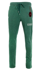 Kash all over diamond track pants Elastic Waistband Drawstring closure Color: Green 100% Polyester Wrinkle Free Material Fits true to size