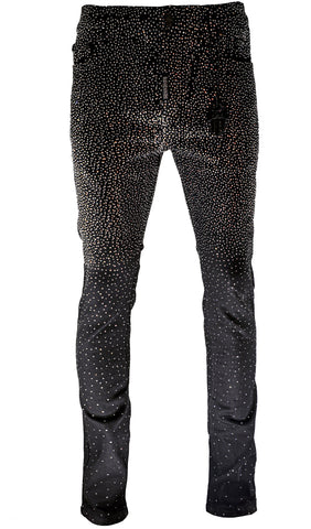 KASH DIAMOND COLLECTION- SLIM FIT BLACK DENIM WITH CLEAR CRYSTALS