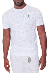 KASH DIAMOND COLLECTION-WHITE TEE SHIRT WITH CLEAR CRYSTALS
