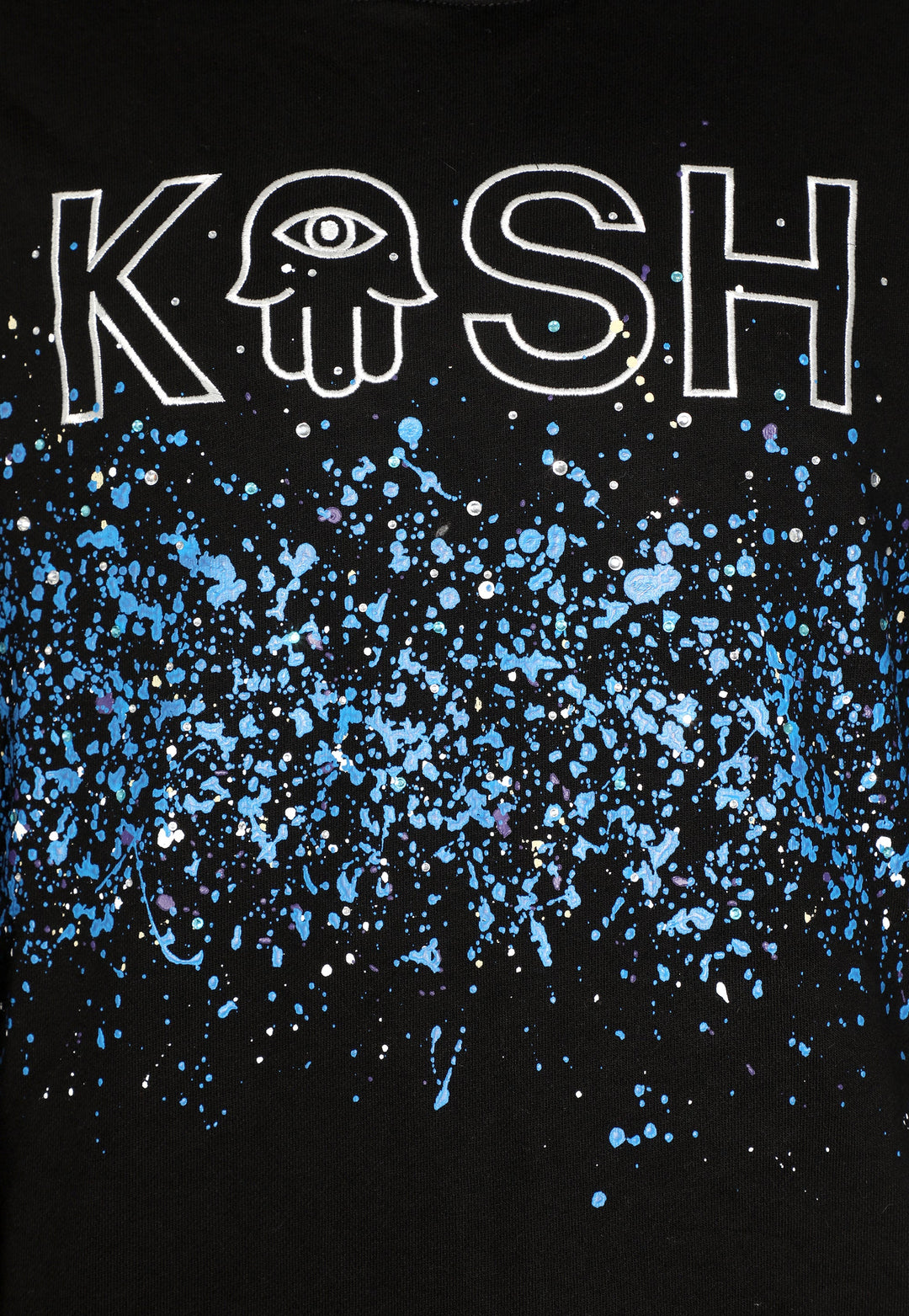 Kash Paint & Crystals Splattered Hoodie- Black