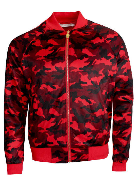 Men's Long Sleeve Camouflage Track Jacket-Red