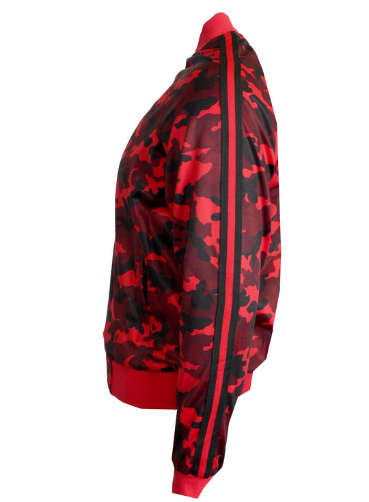 Men's Long Sleeve Camouflage Track Jacket-Red