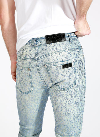 KASH DIAMOND COLLECTION-SLIM FIT BLUE DENIM WITH BLUE CRYSTALS