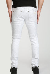 KASH DIAMOND COLLECTION-SLIM FIT WHITE DENIM WITH CLEAR CRYSTALS