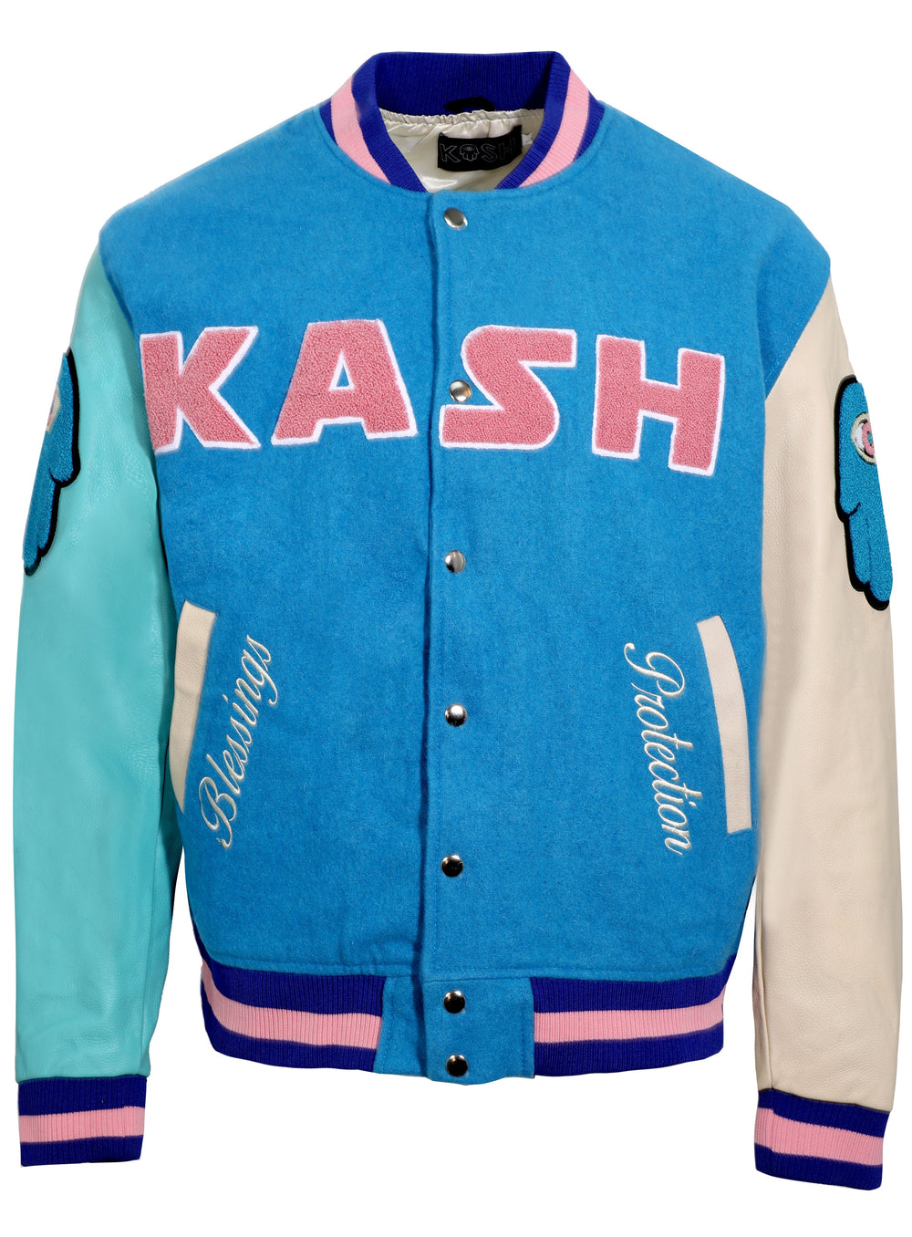 Kash Authentic Leather and Wool Jacket with Chenille Details