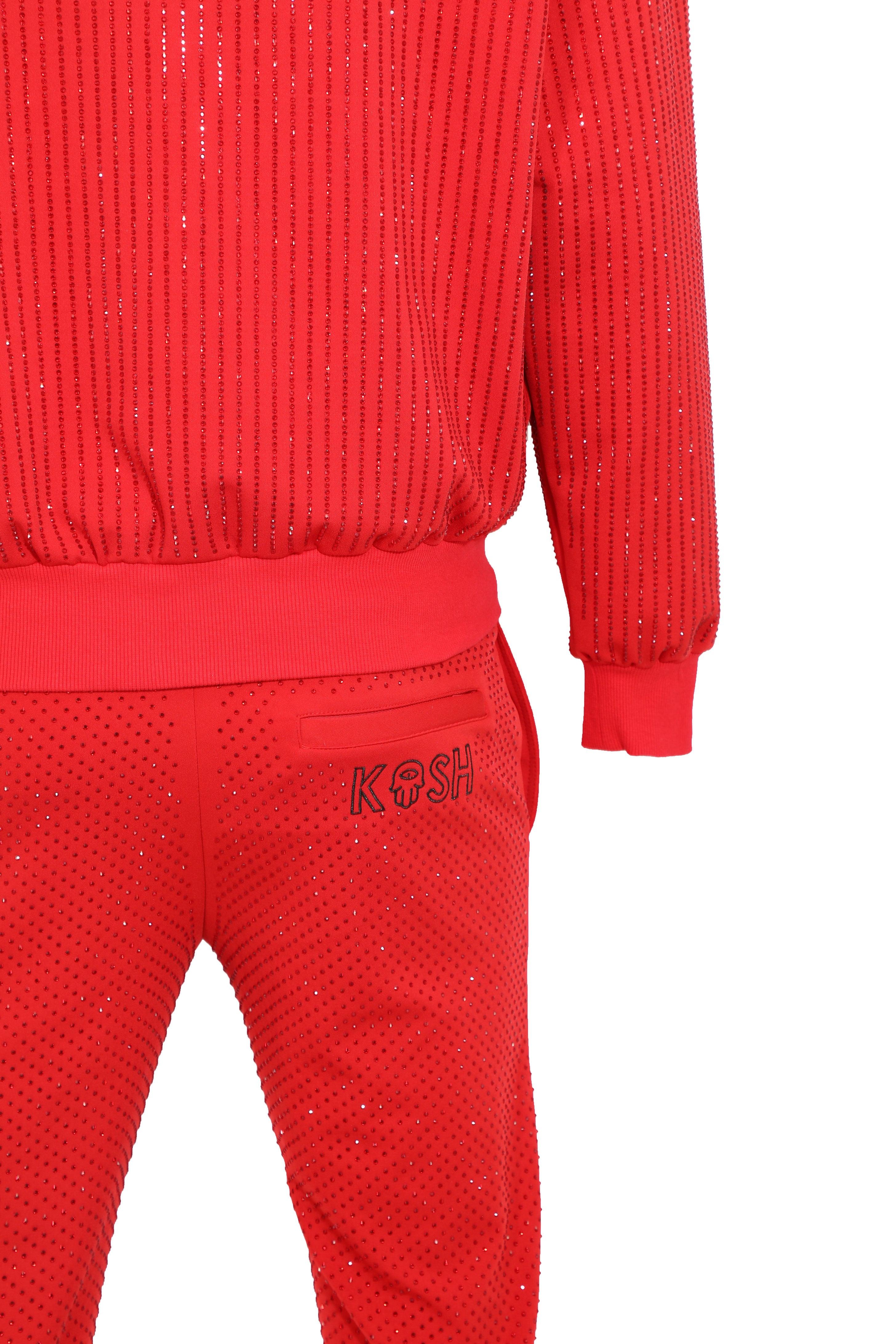 Kash All over diamond track jacket Color: Red Drawstring closure 100% Polyester Wrinkle Free Material Fits true to size