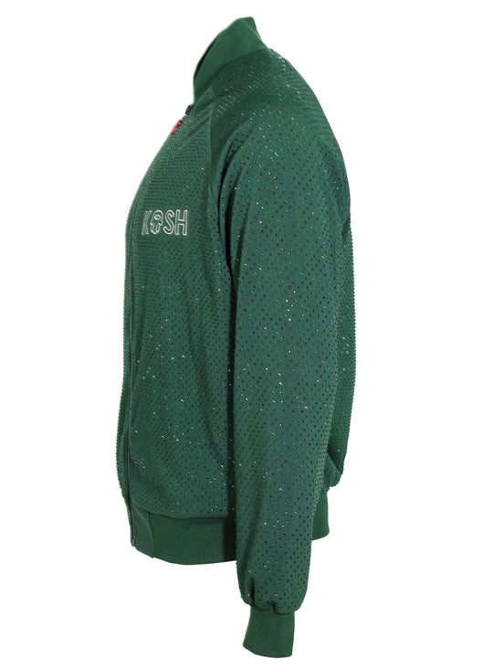 Kash All Over Diamond Track Jacket Zip Closure Color: Green 100% Polyester Wrinkle Free Material Fits true to size