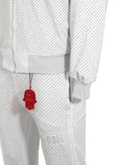 Kash Crystal Track Pants with Hamsa Logo Side Stripes detail Color: Light Grey Wrinkle Free Material Fits true to size