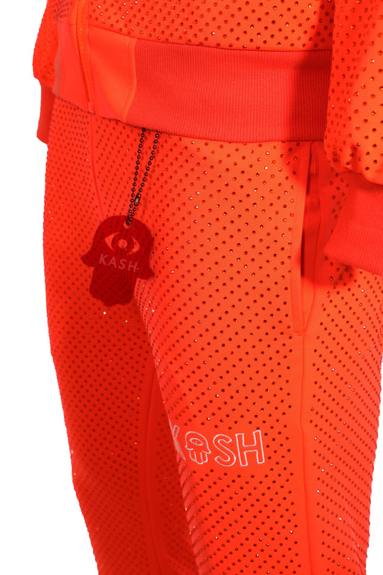 Kash All Over Diamond Track Pants- Orange