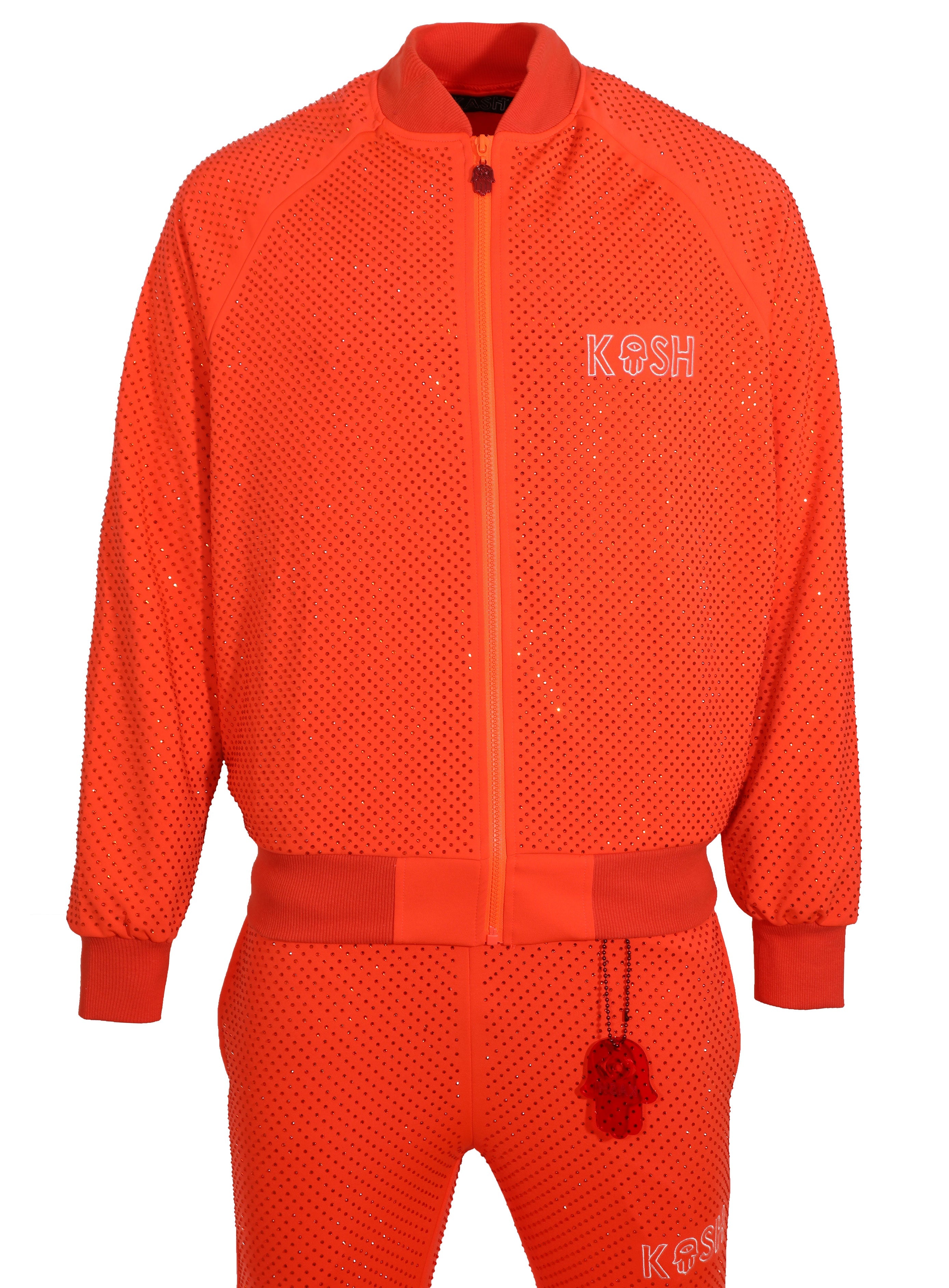 Kash All over diamond track jacket Zip closure Color: Orange 100% Polyester Wrinkle Free Material Fits true to size