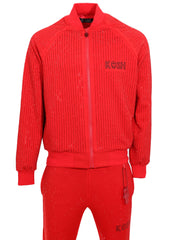 KASH ALL OVER DIAMOND TRACK JACKET - RED