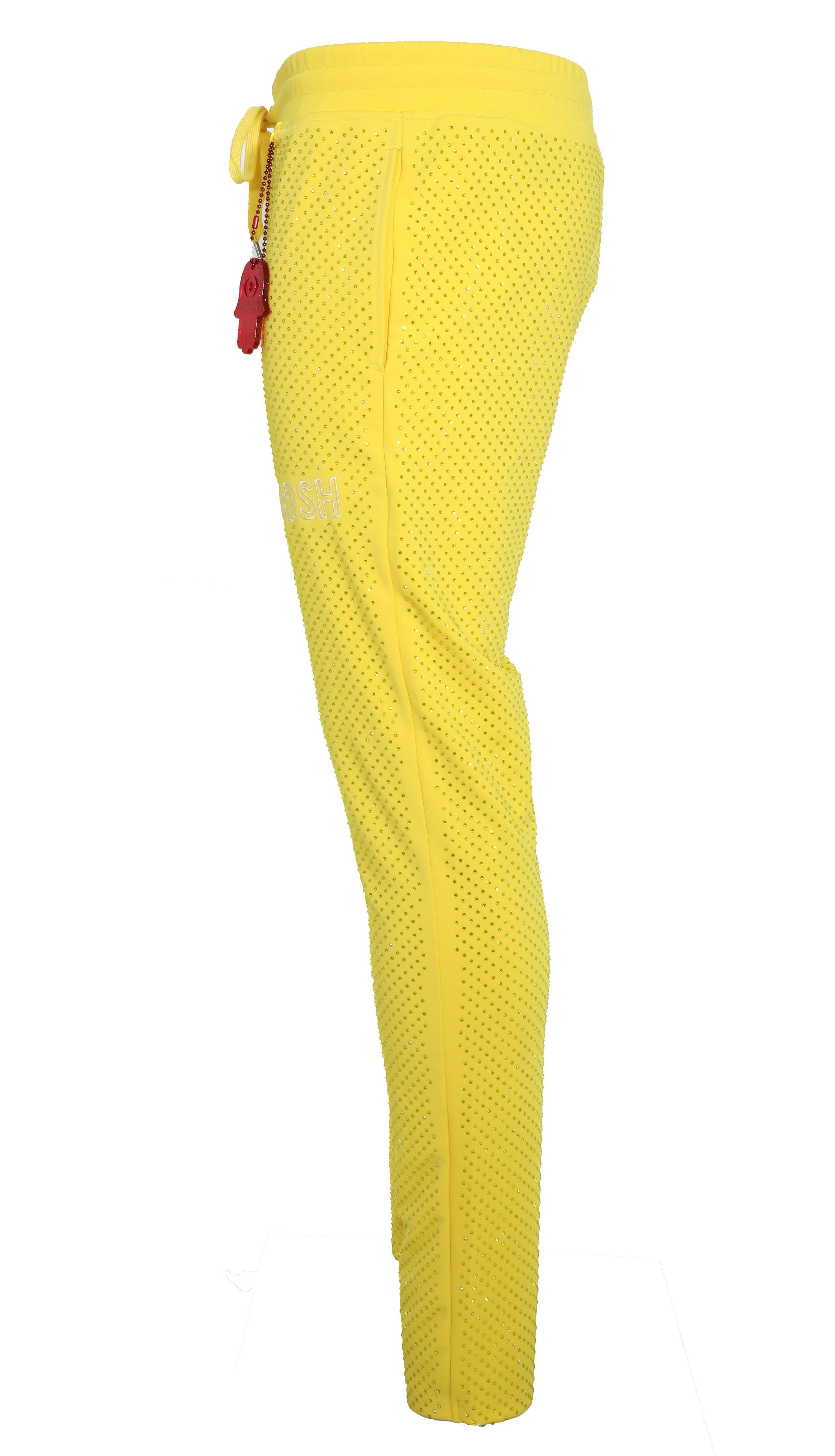 Kash All Over Diamond Track Pants Elastic Waistband Drawstring closure Color: Yellow 100% Polyester Wrinkle Free Material Fits true to size