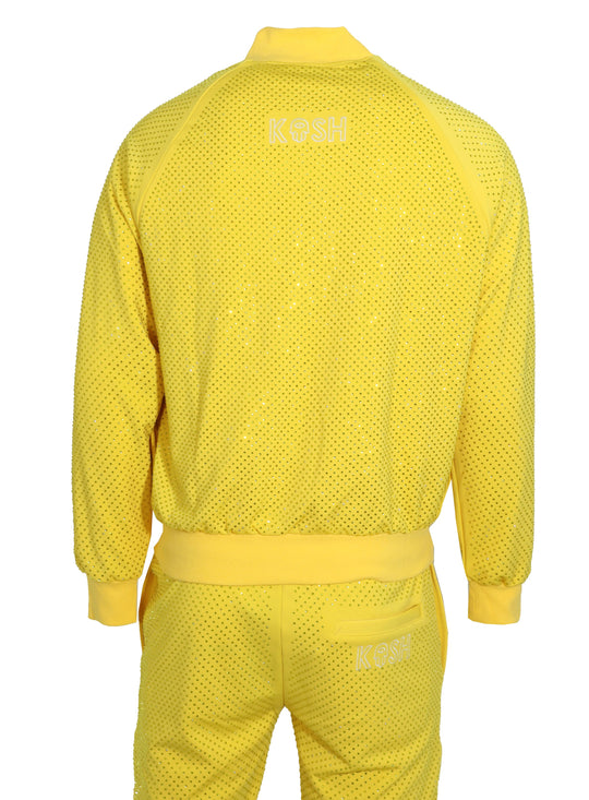 Kash All Over Diamond Track Jacket Zip Closure Color: Yellow 100% Polyester Wrinkle Free Material Fits true to size
